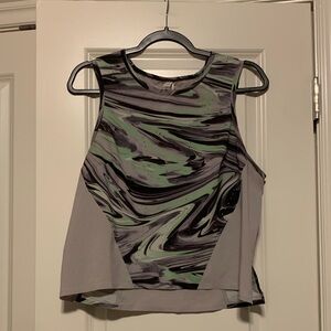 Lululemon Women's Tank- Black and Green Swirl, Size 10, Good Condition
